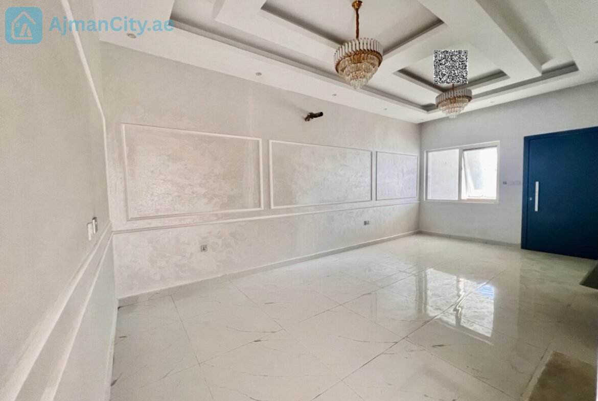 Four master bedrooms + maid’s roomMajlis, living room, and internal staircase to the roofLand area: 190 sq mBuilt-up area: approximately 3000 sq ftExcellent new price: 1,250,000Includes fees and registrationIncludes electricity and water feesVilla is on a street and alley
