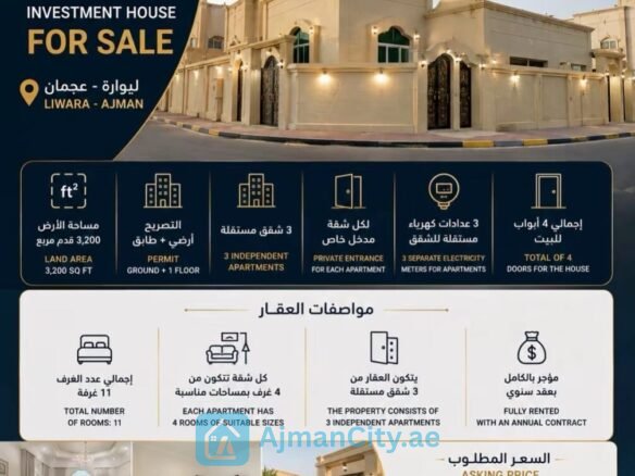 Investment-Grade Arabic Villa In Liwara, Ajman, Generating Aed 100,000 In Annual Income.