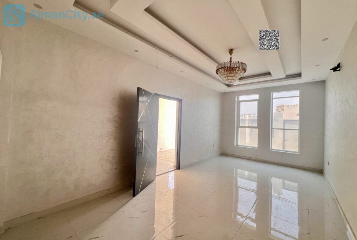Four master bedrooms + maid’s roomMajlis, living room, and internal staircase to the roofLand area: 190 sq mBuilt-up area: approximately 3000 sq ftExcellent new price: 1,250,000Includes fees and registrationIncludes electricity and water feesVilla is on a street and alley
